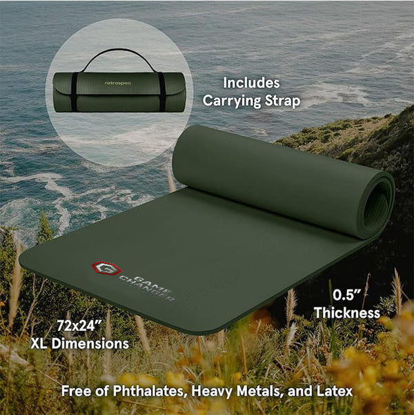 Game Changer Universe Extra Thick Non-Slip Yoga Mat with Strap – 1/2” Comfort Mat for Fitness & Workouts