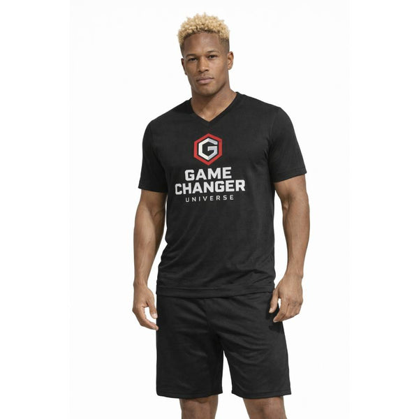 Game Changer Universe Men's Performance Training Set – V-Neck Gym T-Shirt & Athletic Shorts